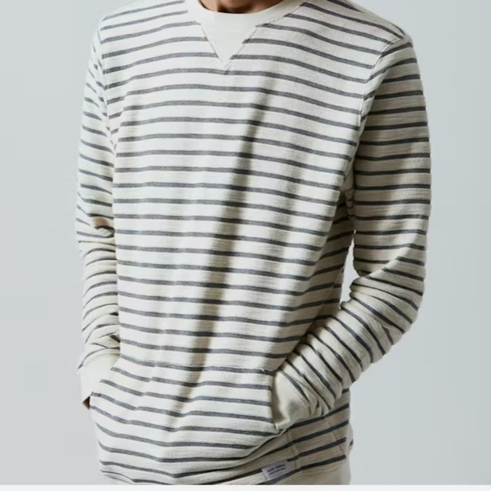 Banks Journsl Men's Organic Cotton Striped Sweatshirt NEW